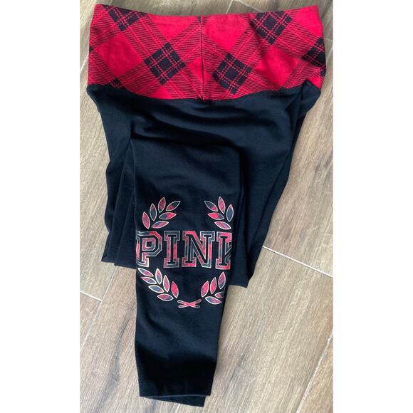 Victoria's Secret PINK Yoga Leggings Small Red and Black - Picture 1 of 9